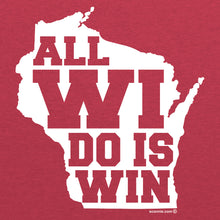 Load image into Gallery viewer, All WI Do Is Win Poly-Cotton T-shirt - Heather Red