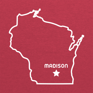 Madison WI Outline Triblend T-Shirt - Vintage Red