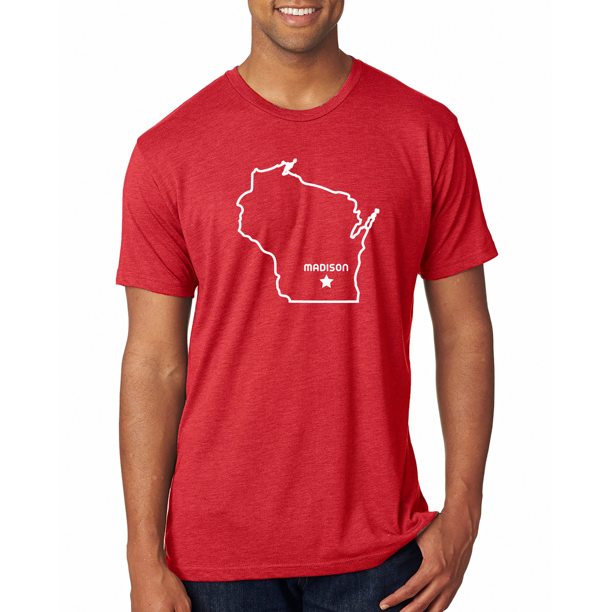 Madison WI Outline Triblend T Shirt Vintage Red