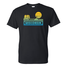Load image into Gallery viewer, Wisconsin Groovy Sunset T-Shirt - Black