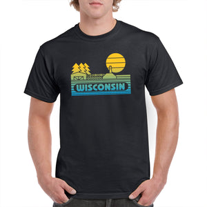 Wisconsin Groovy Sunset T-Shirt - Black
