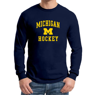 Michigan Wolverines Arch Logo Hockey Long Sleeve - Navy