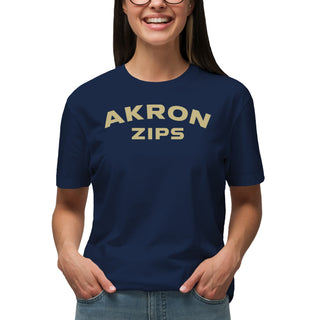 Akron Zips Arch Logo T Shirt - Navy
