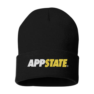 App State Wordmark Solid Knit Cuffed Beanie - Black