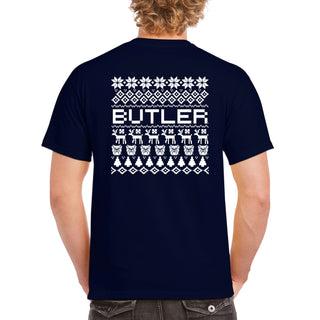 Butler University Bulldogs Ugly Holiday Sweater T-Shirt - Navy