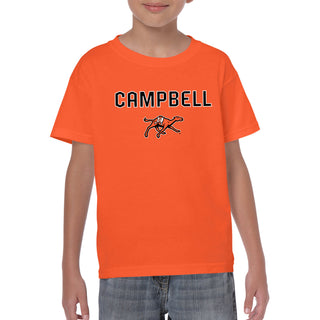 Campbell University Fighting Camels Arch Logo Basic Cotton Youth Short Sleeve T-Shirt - Orange