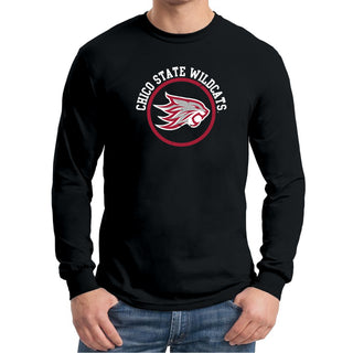 Chico State Wildcats Distressed Circle Logo Long Sleeve T-Shirt - Black