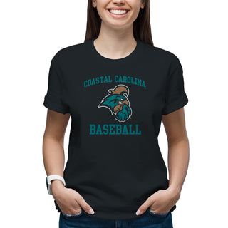 Coastal Carolina University Chanticleers Arch Logo Baseball T-Shirt - Black
