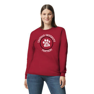 Chapman University Panthers Distressed Circle Logo Long Sleeve T-Shirt - Cardinal