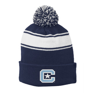 The Citadel Logo EMB Pom Pom Beanie - Navy/White