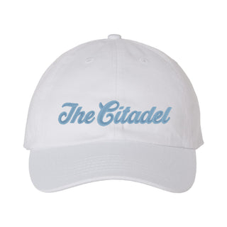 The Citadel Puff Script Logo EMB Unstructured Hat - White