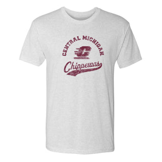 Central Michigan Retro Script NLA Triblend T-Shirt - Heather White