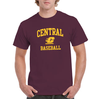 Central Michigan Arch Logo Baseball T-Shirt - Maroon