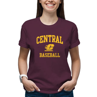 Central Michigan Arch Logo Baseball T-Shirt - Maroon