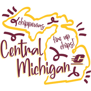 Central Michigan University Chippewas Playful Sketch Short Sleeve T Shirt - White