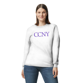 City College of New York Beavers Basic Block Long Sleeve - White