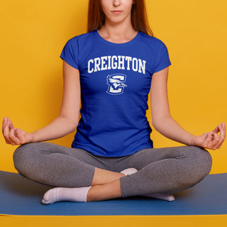Creighton University Bluejays Arch Logo Womens Short Sleeve T Shirt - Royal