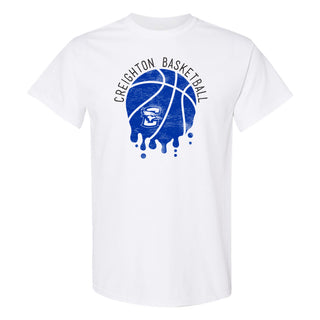 Creighton University Bluejays Basketball Dribble Basic Cotton Short Sleeve T Shirt - White