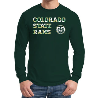 Colorado State University Rams Patchwork Cotton Long Sleeve T Shirt - Forest