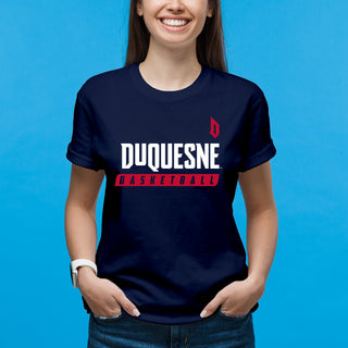 Duquesne Basketball Slant T-Shirt - Navy