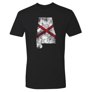 Alabama Distressed State Flag Outline NLA T-Shirt - Black