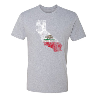 California Distressed State Flag Outline NLA T-Shirt - Heather Grey
