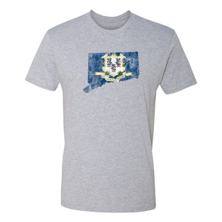 Connecticut Distressed State Flag Outline NLA T-Shirt - Heather Grey