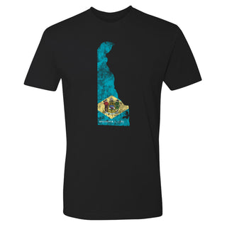 Delaware Distressed State Flag Outline NLA T-Shirt - Black