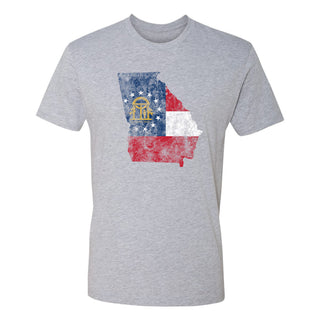 Georgia Distressed State Flag Outline NLA T-Shirt - Heather Grey