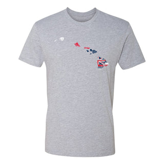 Hawaii Distressed State Flag Outline NLA T-Shirt - Heather Grey