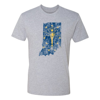 Indiana Distressed State Flag Outline NLA T-Shirt - Heather Grey