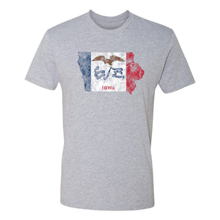Iowa Distressed State Flag Outline NLA T-Shirt - Heather Grey