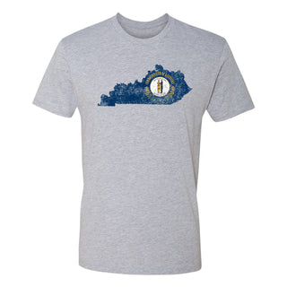 Kentucky Distressed State Flag Outline NLA T-Shirt - Heather Grey