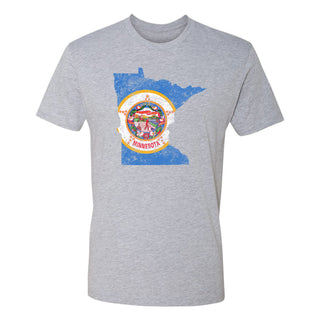 Minnesota Distressed State Flag Outline NLA T-Shirt - Heather Grey