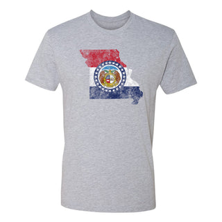 Missouri Distressed State Flag Outline NLA T-Shirt - Heather Grey