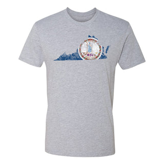 Virginia Distressed State Flag Outline NLA T-Shirt - Heather Grey