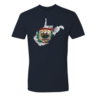West Virginia Distressed State Flag Outline NLA T-Shirt - Midnight Navy