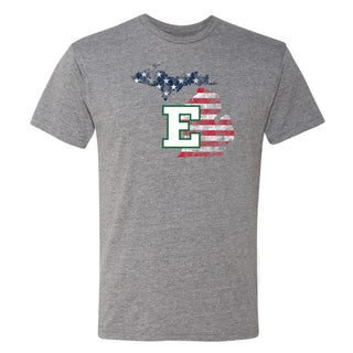Eastern Michigan Patriotic State Silhouette NLA Triblend T-Shirt - Premium Heather