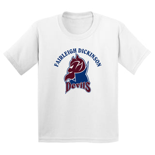Fairleigh Dickinson University Devils Arch Logo Basic Cotton Youth Short Sleeve T Shirt - White