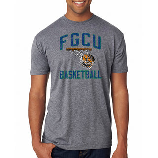 Florida Gulf Coast University Eagles Retro Faded Basketball Short Sleeve T Shirt - Premium Heather