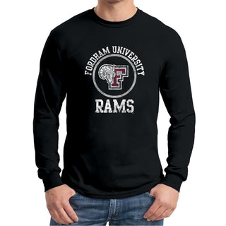 Fordham University Rams Distressed Circle Logo Long Sleeve T-Shirt - Black