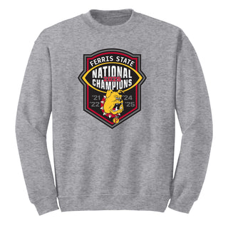 Ferris State 2025 Football National Champions Crewneck Sweatshirt - Sport Grey