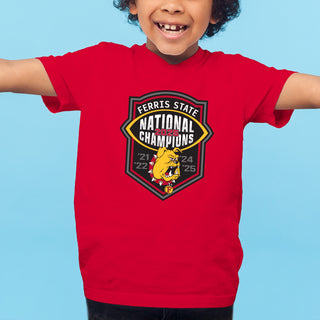 Ferris State 2025 Football National Champions Youth T-Shirt - Red