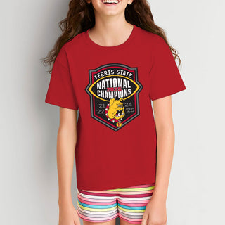Ferris State 2025 Football National Champions Youth T-Shirt - Red