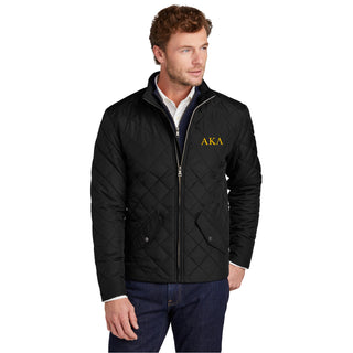 Alpha Kappa Lambda Greek Letter LC Brooks Brothers Quilted Jacket - Deep Black