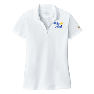 Alpha Phi Omega Primary Wordmark LC Brooks Brothers Women’s Mesh Pique Performance Polo - White