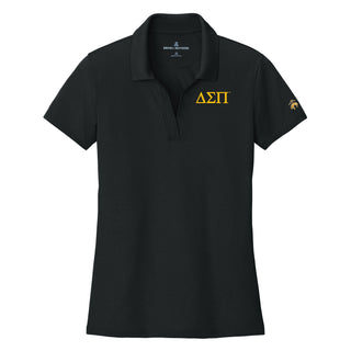 Delta Sigma Pi Greek Letter Block LC Brooks Brothers Women’s Mesh Pique Performance Polo - Deep Black