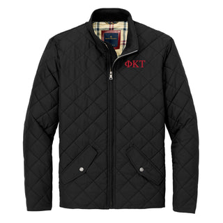 Phi Kappa Tau Greek Letter Block LC Brooks Brothers Quilted Jacket - Deep Black