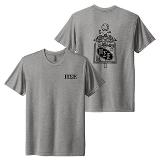Pi Sigma Epsilon Greek LC & Back Print NLA Triblend T-Shirt - Premium Heather