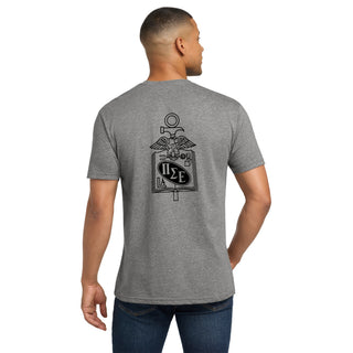 Pi Sigma Epsilon Greek LC & Back Print NLA Triblend T-Shirt - Premium Heather